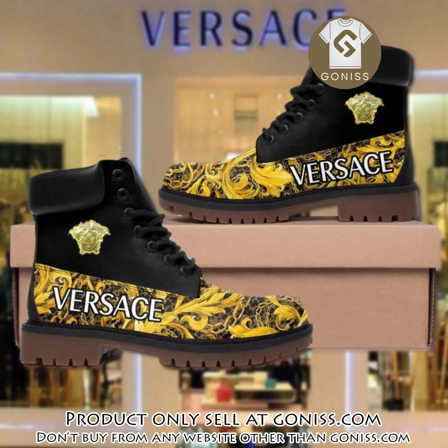 Versace medusa golden luxury brand boots premium gifts for men women gn5542157